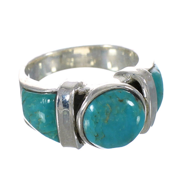 Genuine Sterling Silver Turquoise Ring Size 7-1/2 AX90966